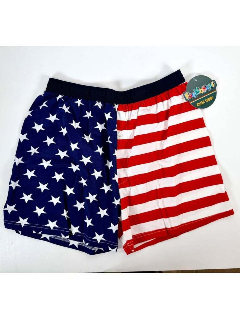 NWT Men's Fun Boxers American Flag Boxer Shorts - XL - Patriotic 4th of July